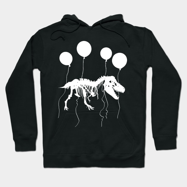 T rex fossil fly with balloon Hoodie by Collagedream